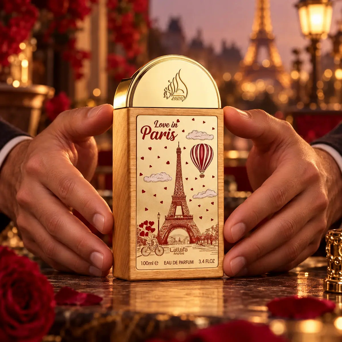 presentación de perfume lattafa love in paris edp 100 ml unisex
