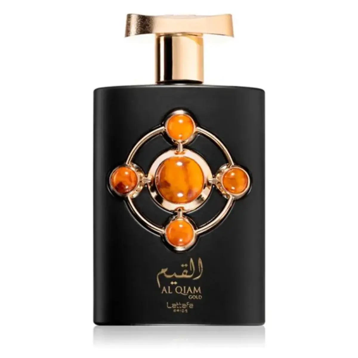 Frasco de Al Qiam Gold de Lattafa Pride en presentación de 100 ml