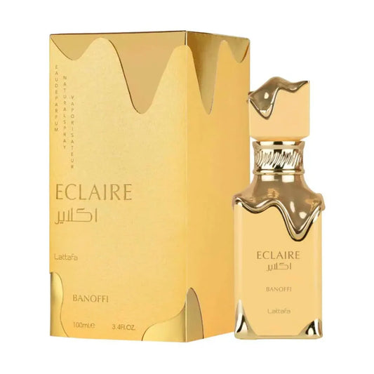 Perfume Lattafa Eclaire Banoffi Mujer 100ml Eau De Parfum fragancia floral frutal gourmand con notas de platano dulce de leche y crema batida