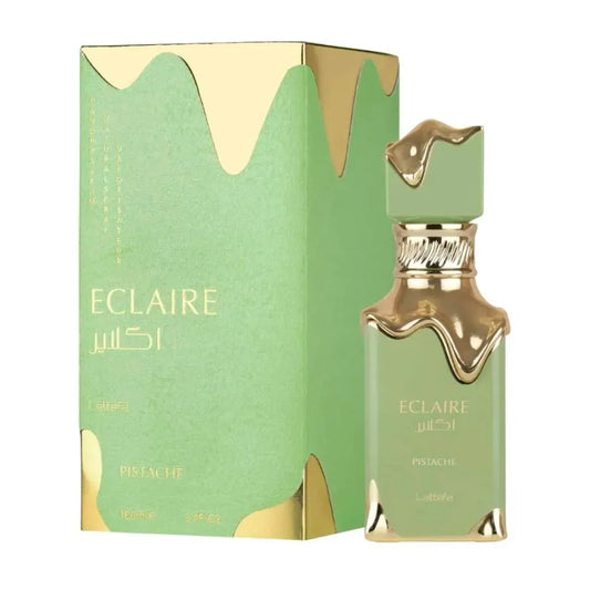 Perfume Lattafa Eclaire Pistache Mujer 100ml Eau De Parfum fragancia oriental vainilla con notas de pistacho crema y cacao para hombres y mujeres