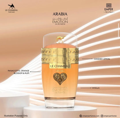 Frasco de perfume Le Chameau Emper Arabia Emotion 100ml femenino aroma floral oriental intenso y sofisticado