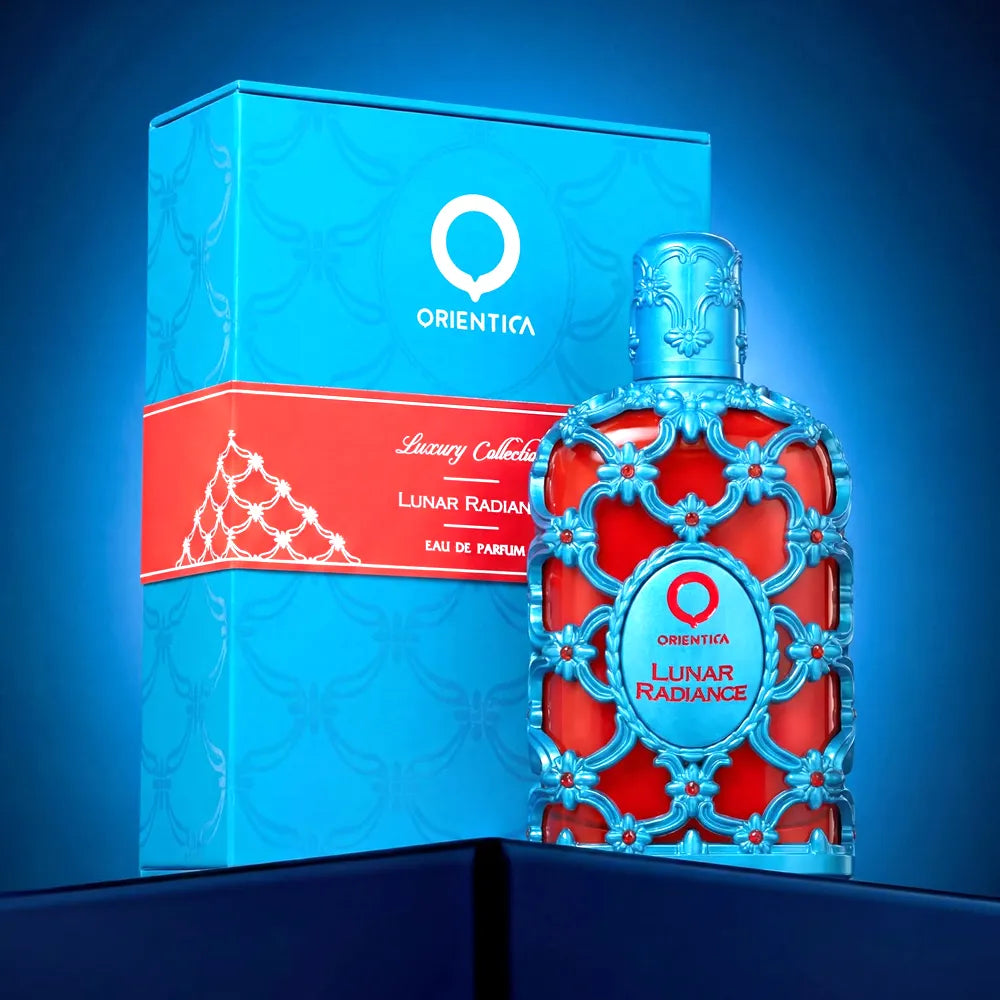 vista completa de orientica lunar radiance edp 80 ml, fragancia floral luminosa unisex