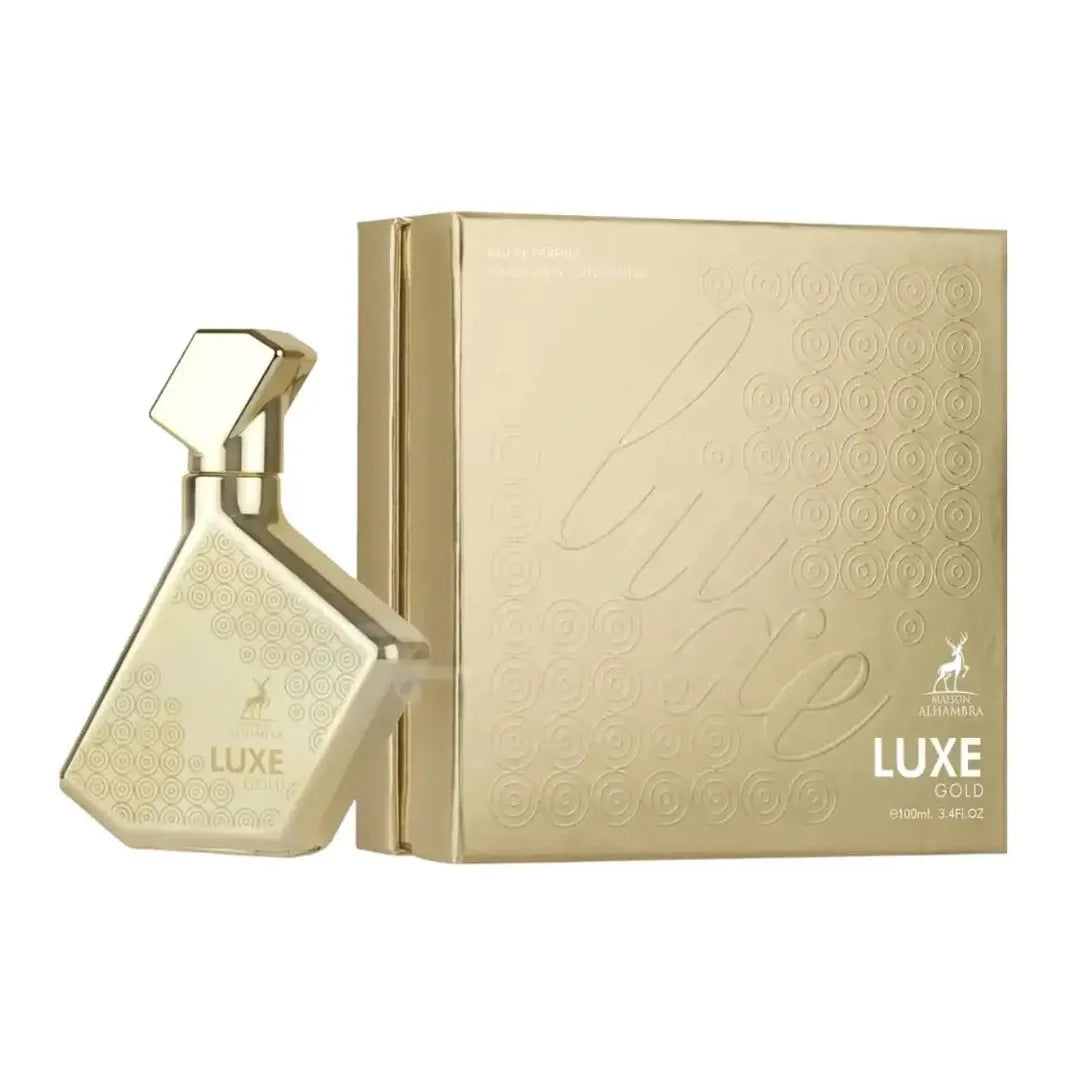 Perfume Luxe Gold Maison Alhambra 100ml frasco frontal