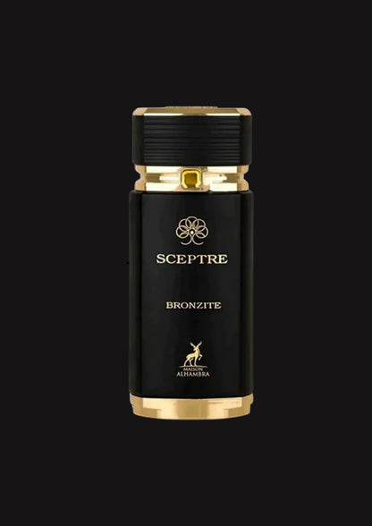 Perfume Maison Alhambra Sceptre Bronzite 100ml frasco elegante con textura de piedra bronzita