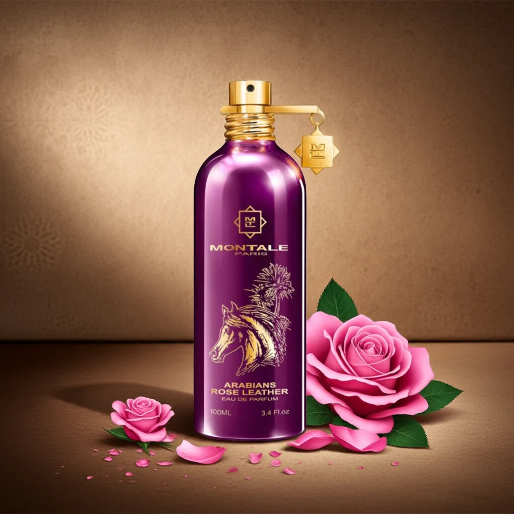foto del perfume montale arabians rose leather 100 ml eau de parfum destacando su carácter floral amaderado y cuero