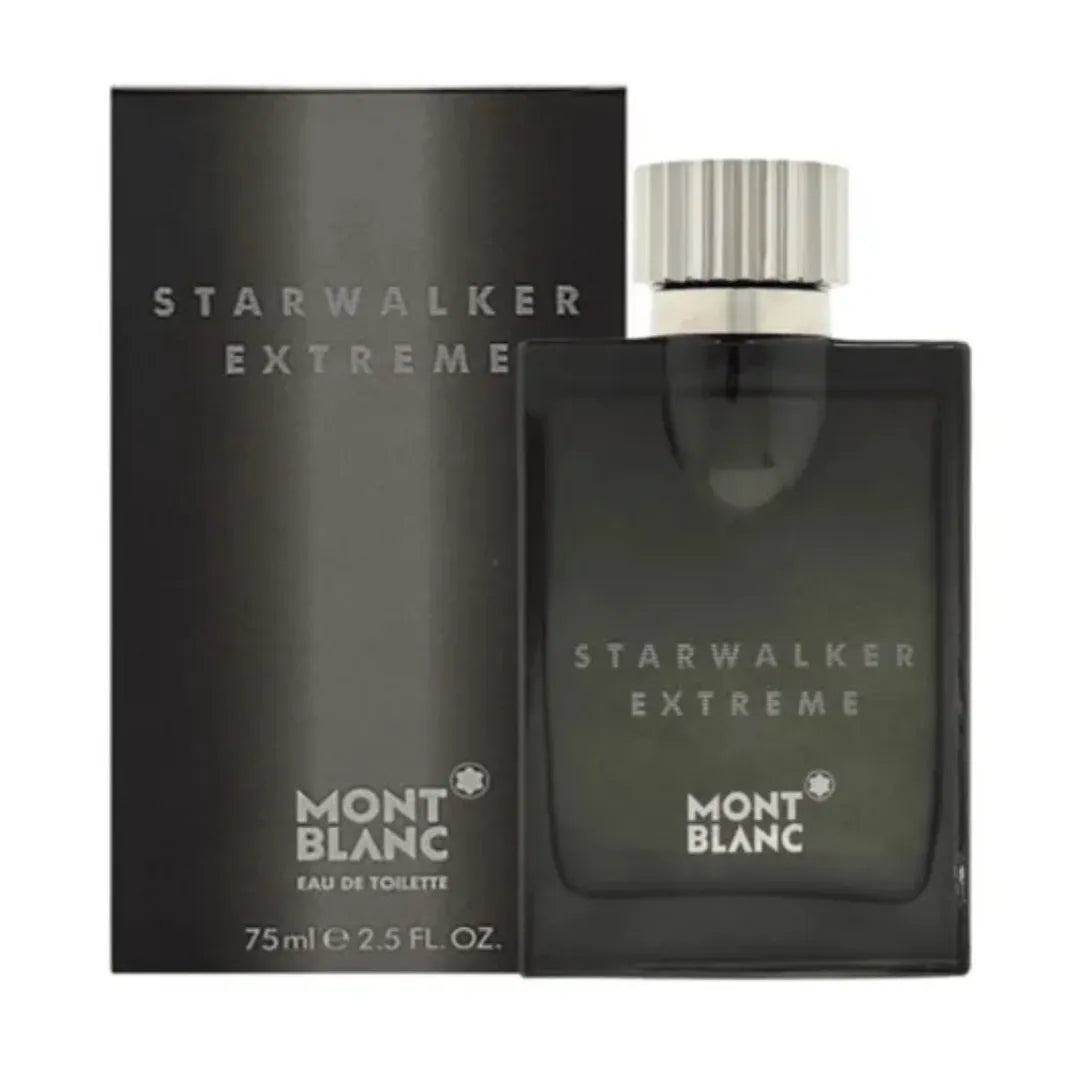 imagen del perfume montblanc starwalker extreme mostrando su frasco azul elegante con detalles metálicos