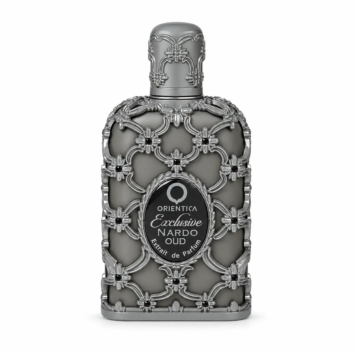 frasco orientica nardo oud extrait de parfum 80 ml unisex sobre fondo blanco