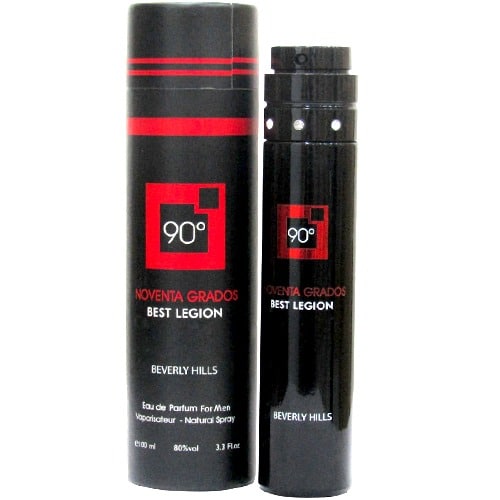 Botella negra de Best Legion 90° Noventa Grados EDP 100ml con diseño moderno y detalles plateados