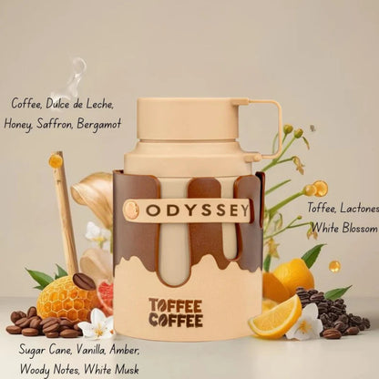 Frasco Odyssey Toffee Coffee Armaf 100ml diseño elegante oscuro