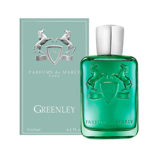 perfume parfums de marly greenley 125 ml eau de parfum frasco con diseño verde brillante y empaque elegante