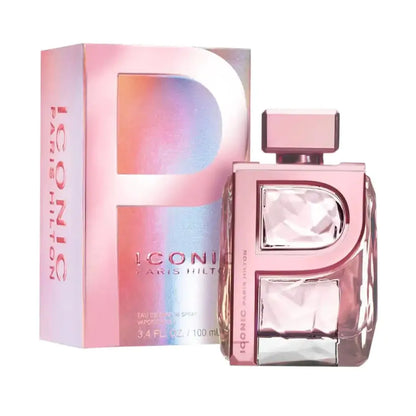 imagen del frasco Paris Hilton Iconic visto de frente mostrando su diseño femenino