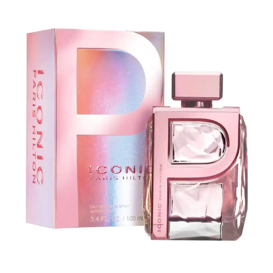 imagen del frasco Paris Hilton Iconic visto de frente mostrando su diseño femenino