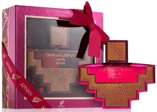 fragancia femenina ornament purple allure de afnan 100ml eau de parfum con notas florales intensas y presentación lujosa
