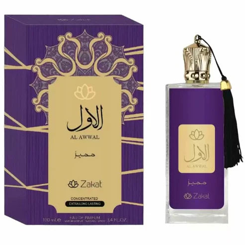 Perfume Al Awwal Mumayaz Zakat para mujer fragancia floral oriental con notas de jazmín ámbar y vainilla presentación de 100 ml Eau de Parfum