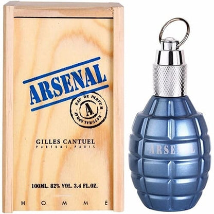 Botella azul perfume Arsenal Blue Gilles Cantuel EDP 100ml con diseño moderno