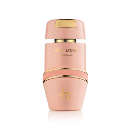 Detalle del tapón y etiqueta del perfume Dubai Queen Jo Milano mostrando su diseño sofisticado