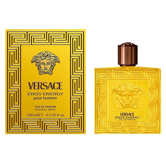 Perfume Eros Energy Versace para hombre fragancia aromática especiada con notas de menta verde pimienta rosa y madera de cedro presentación de 200 ml Eau de Parfum