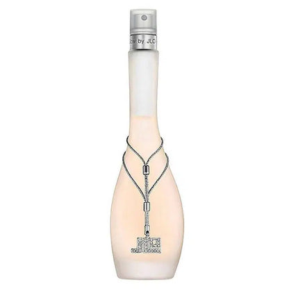 caja original del perfume glow de jennifer lopez con detalles plateados y tipografía elegante