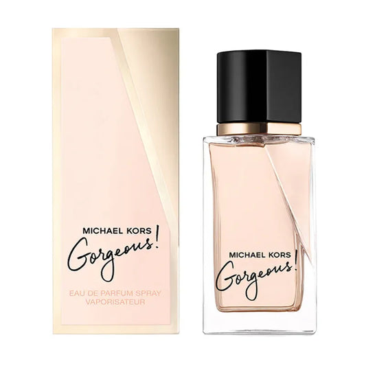 Botella dorada del perfume Gorgeous Michael Kors 100ml EDP con diseño lujoso