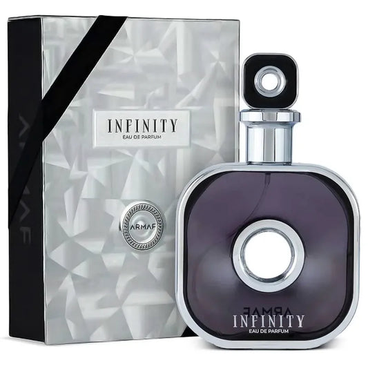 Botella elegante de perfume Infinity Armaf para hombre con diseño moderno y tonalidad azul

