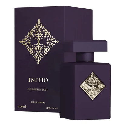 perfume initio psychedelic love en frasco rosa degradado con detalles dorados