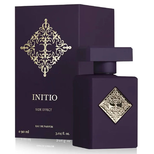 perfume initio side effect en frasco rojo oscuro con detalles dorados