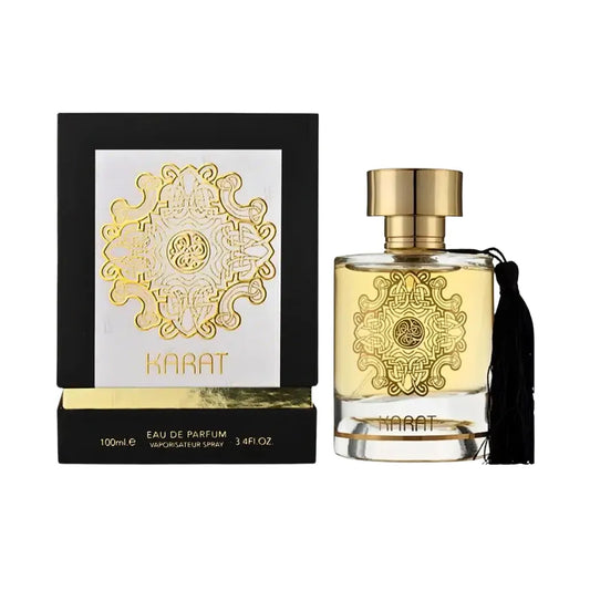 Botella dorada Karat Maison Alhambra EDP 100ml con diseño facetado como un diamante