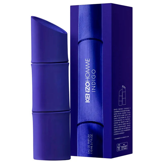 perfume kenzo homme indigo en presentación azul intenso