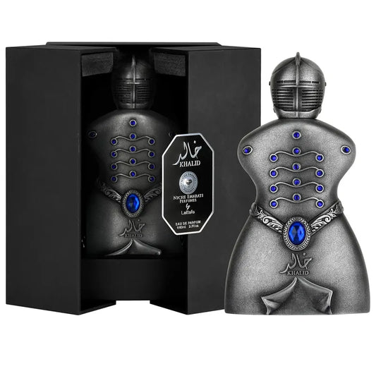 Perfume Khalid Niche Emarati de Lattafa Unisex EDP 80ml con auténtica fragancia árabe de oud y especias
