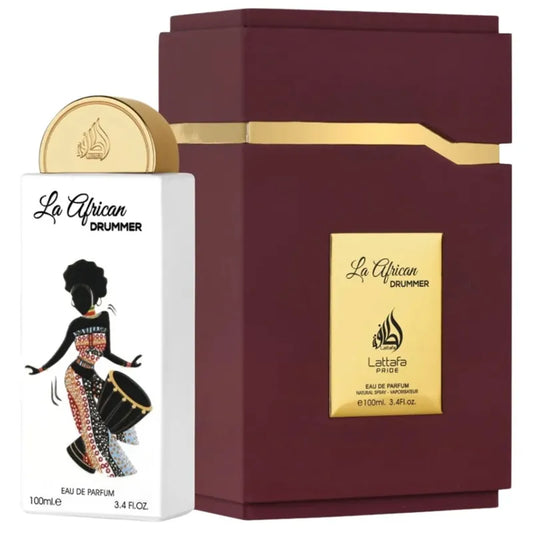 Perfume La African Drummer de Lattafa Pride EDP 100ml con vibrante fragancia especiada amaderada
