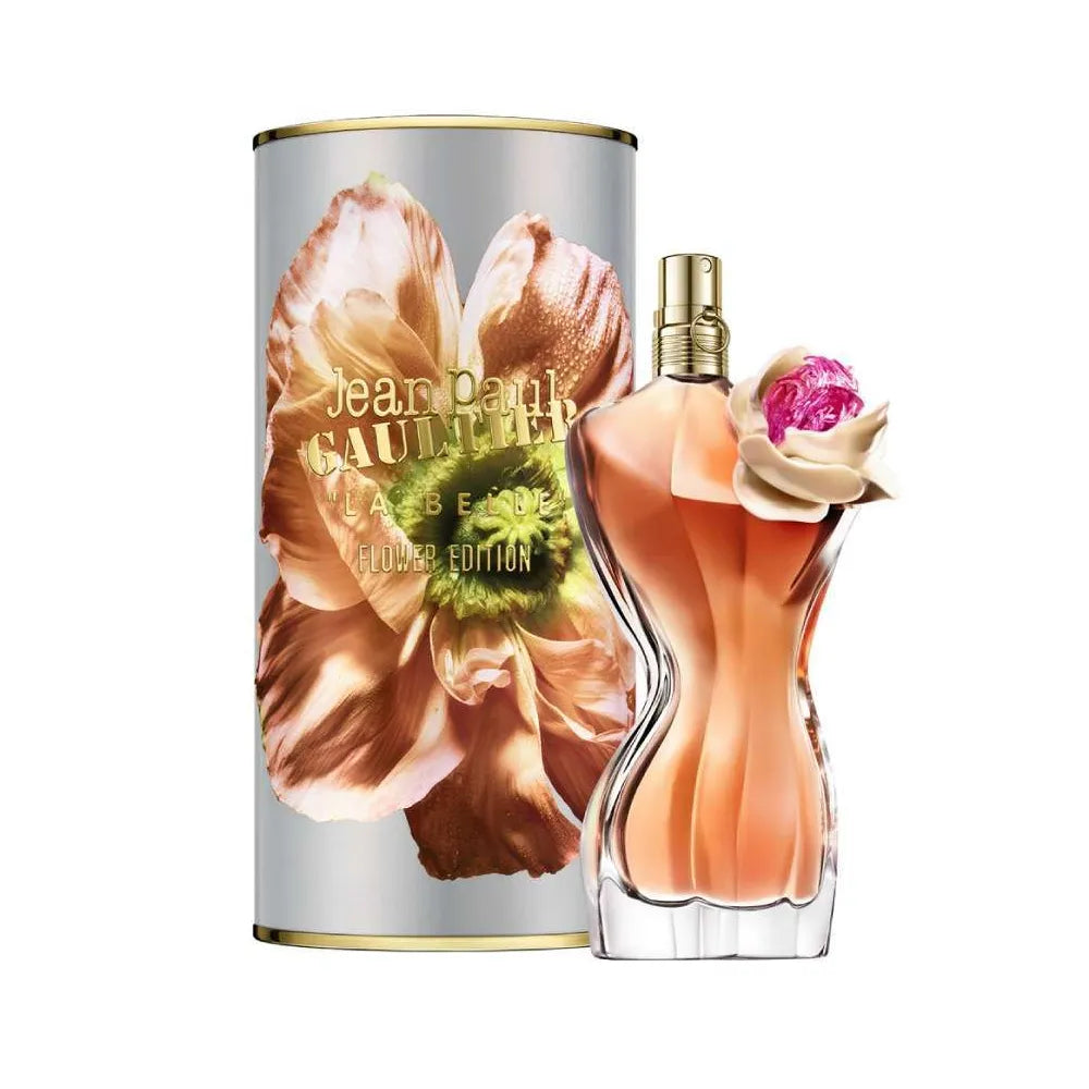 Botella con forma de corsé La Belle Flower Edition JPG EDP 125ml color rosa con detalles negros