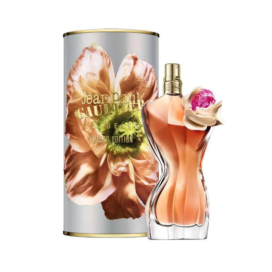 Botella con forma de corsé La Belle Flower Edition JPG EDP 125ml color rosa con detalles negros