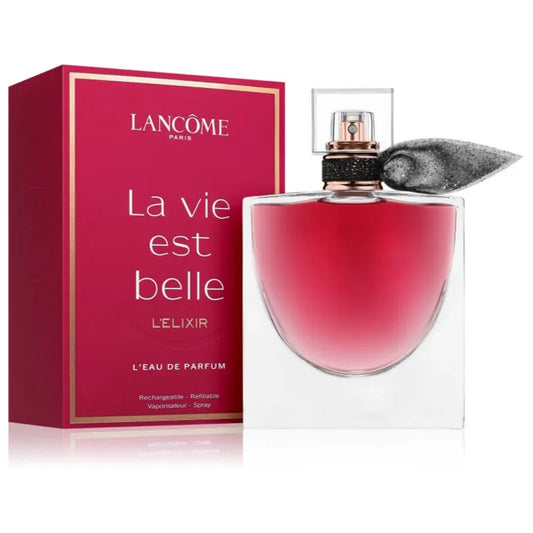 perfume la vie est belle l elixir lancome en frasco negro