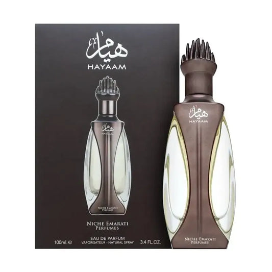 Perfume Lattafa Hayaam Niche Emarati Unisex EDP 100ml con auténtica fragancia árabe de oud y flores
