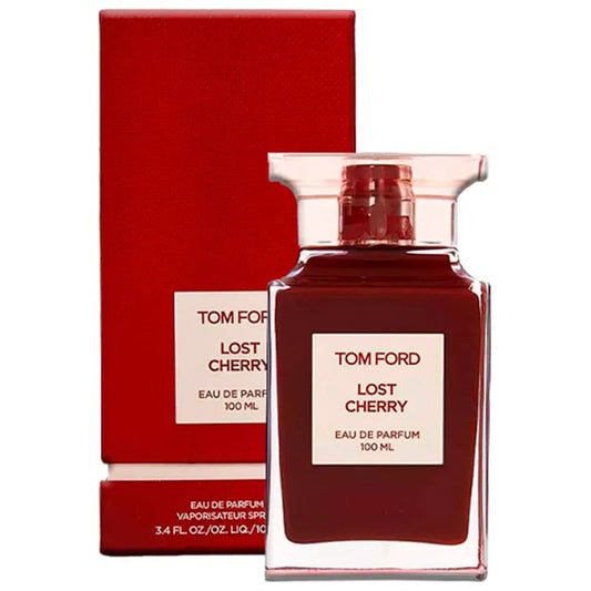 Botella roja intenso perfume Lost Cherry Tom Ford EDP 100ml con diseño transparente