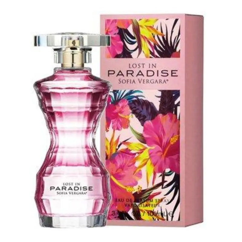 Perfume Lost in Paradise Sofia Vergara para mujer fragancia floral tropical con notas de coco flor de hibisco y vainilla presentación de 100 ml Eau de Parfum
