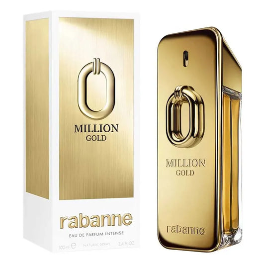 Botella dorada del perfume Million Gold Hombre Rabanne 100ml EDP Intense con diseño de lingote
