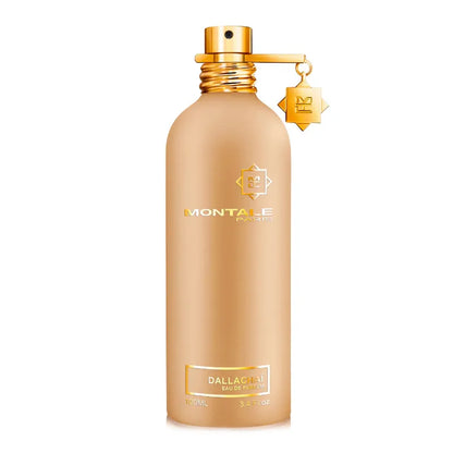 Botella negra del perfume Montale Dallachai 100ml EDP con detalles metálicos y diseño característico