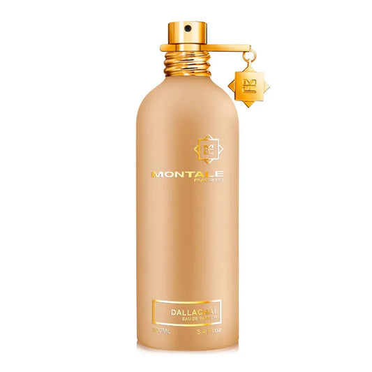 Botella negra del perfume Montale Dallachai 100ml EDP con detalles metálicos y diseño característico
