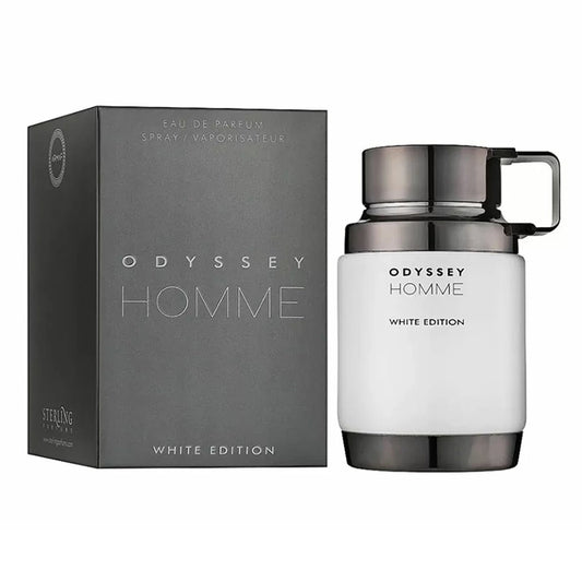 Perfume Odyssey Homme White Edition Armaf fragancia amaderada aromática con notas de bergamota lavanda y haba tonka presentación de 200 ml Eau de Parfum