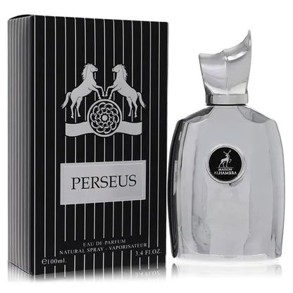 Botella negra perfume Perseus Maison Alhambra EDP 100ml para hombre con detalle dorado