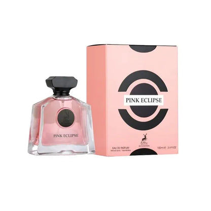Botella rosa del perfume Pink Eclipse Maison Alhambra 100ml EDP con diseño moderno y elegante