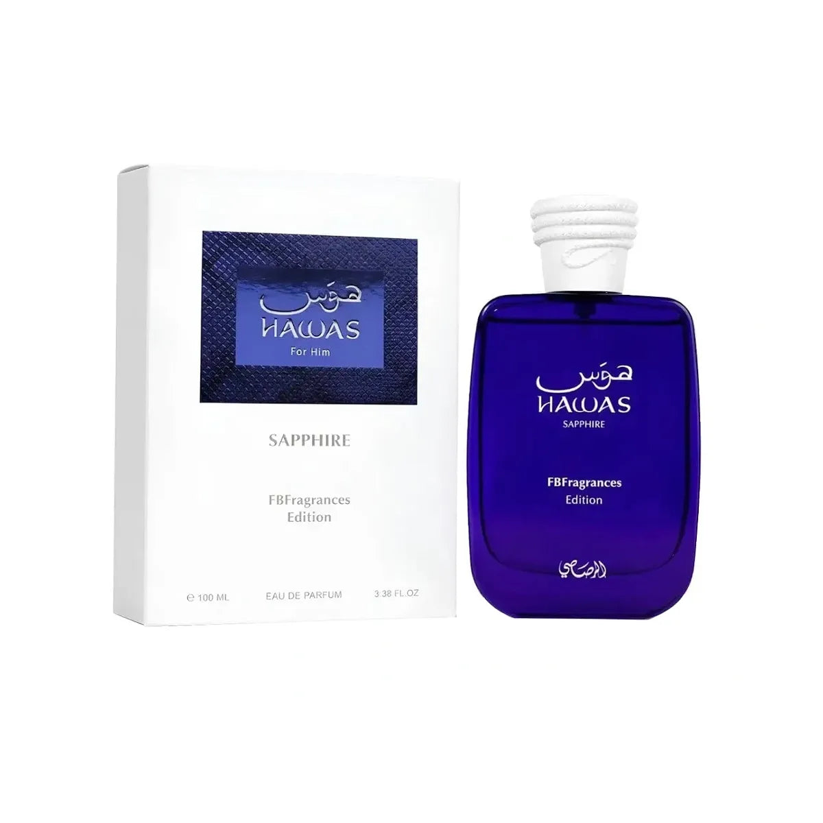 Perfume Rasasi Hawas Sapphire EDP 100 ml para hombre con aroma tropical y amaderado