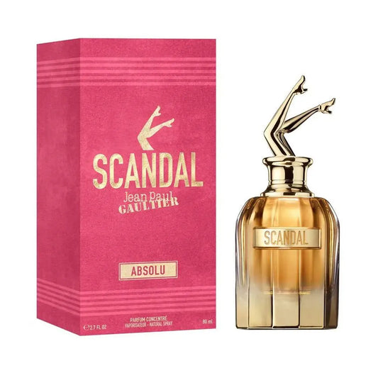 Botella dorada Scandal Absolu Jean Paul Gaultier 80ml con forma de torso femenino y redecilla