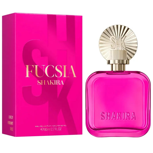 Botella fucsia perfume Shakira Fucsia EDP 80ml para mujer con diseño ergonómico