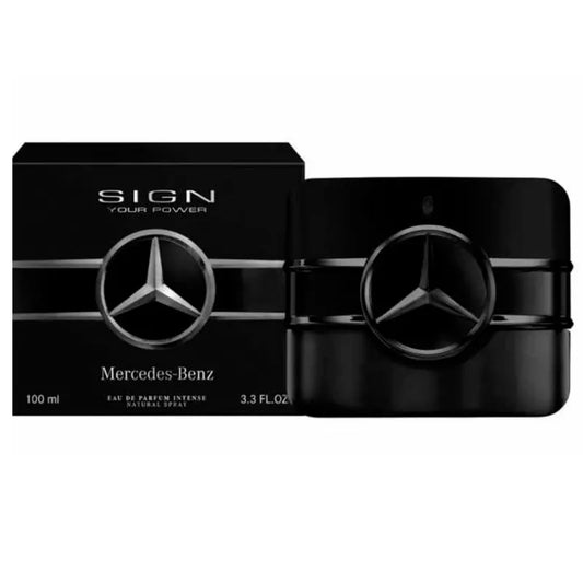 Botella negra elegante perfume Sign Your Power Mercedes-Benz 100ml con logo plateado