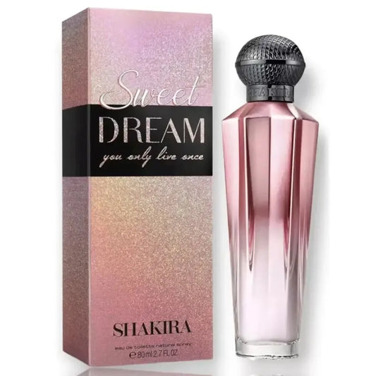 Botella morada perfume Sweet Dream Shakira EDT 80ml para mujer con diseño de luna