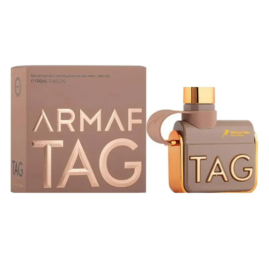 Perfume Tag Her Donna Di Terra Armaf para mujer 100ml EDP fragancia floral oriental con notas de rosa y vainilla
