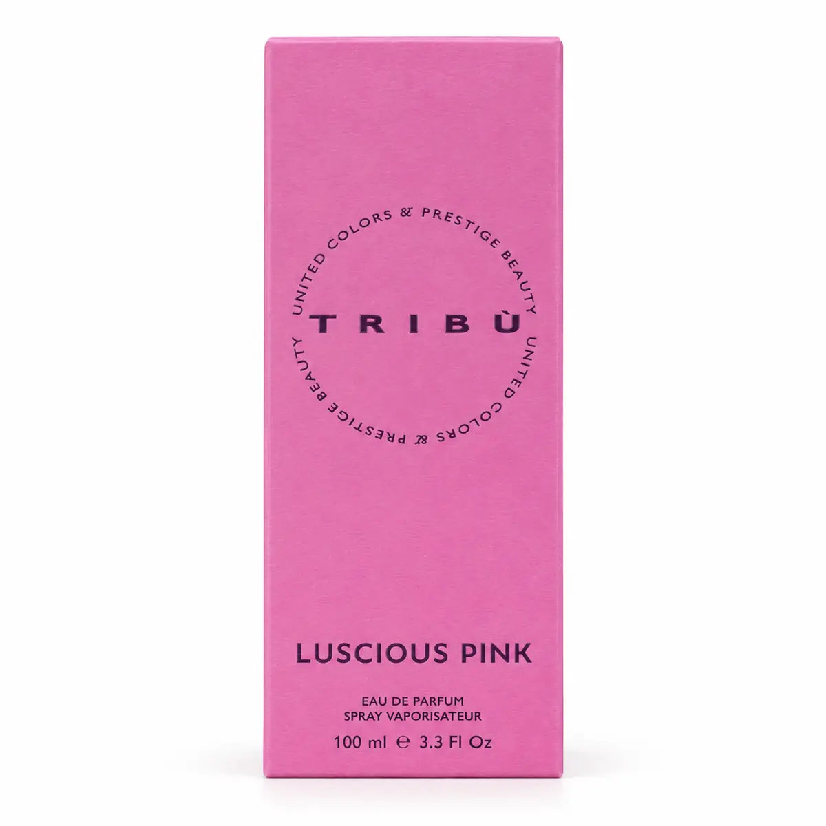 frasco tribu luscious pink edp 100 ml para mujer sobre fondo blanco