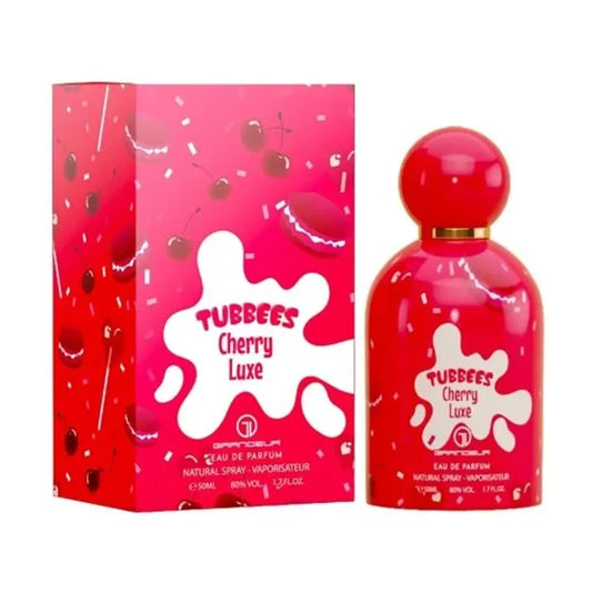 Botella roja perfume Tubbees Cherry Luxe Grandeur EDP 50ml con forma de oso y detalles dorados